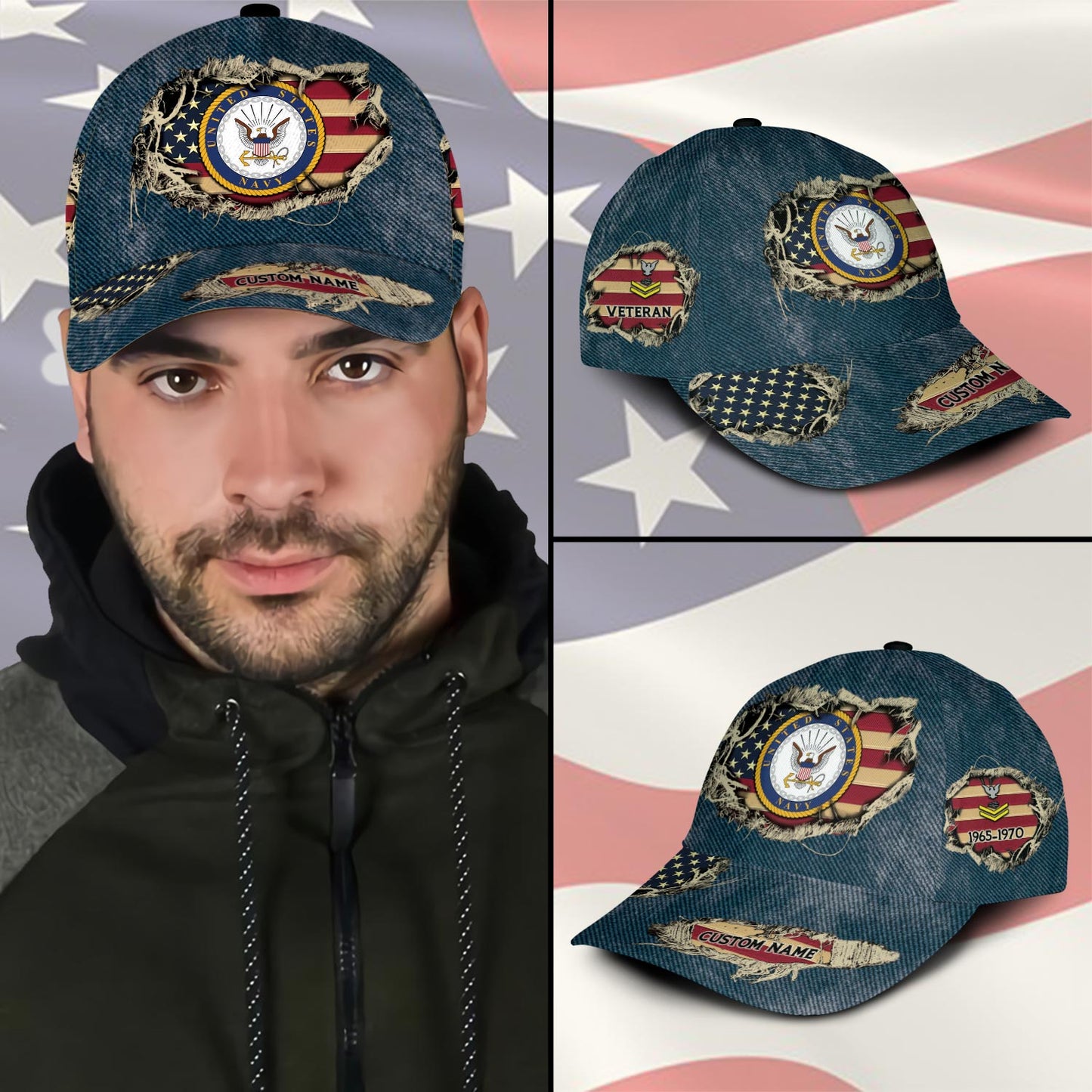 US Navy – Classic Cap – Distressed Denim Print