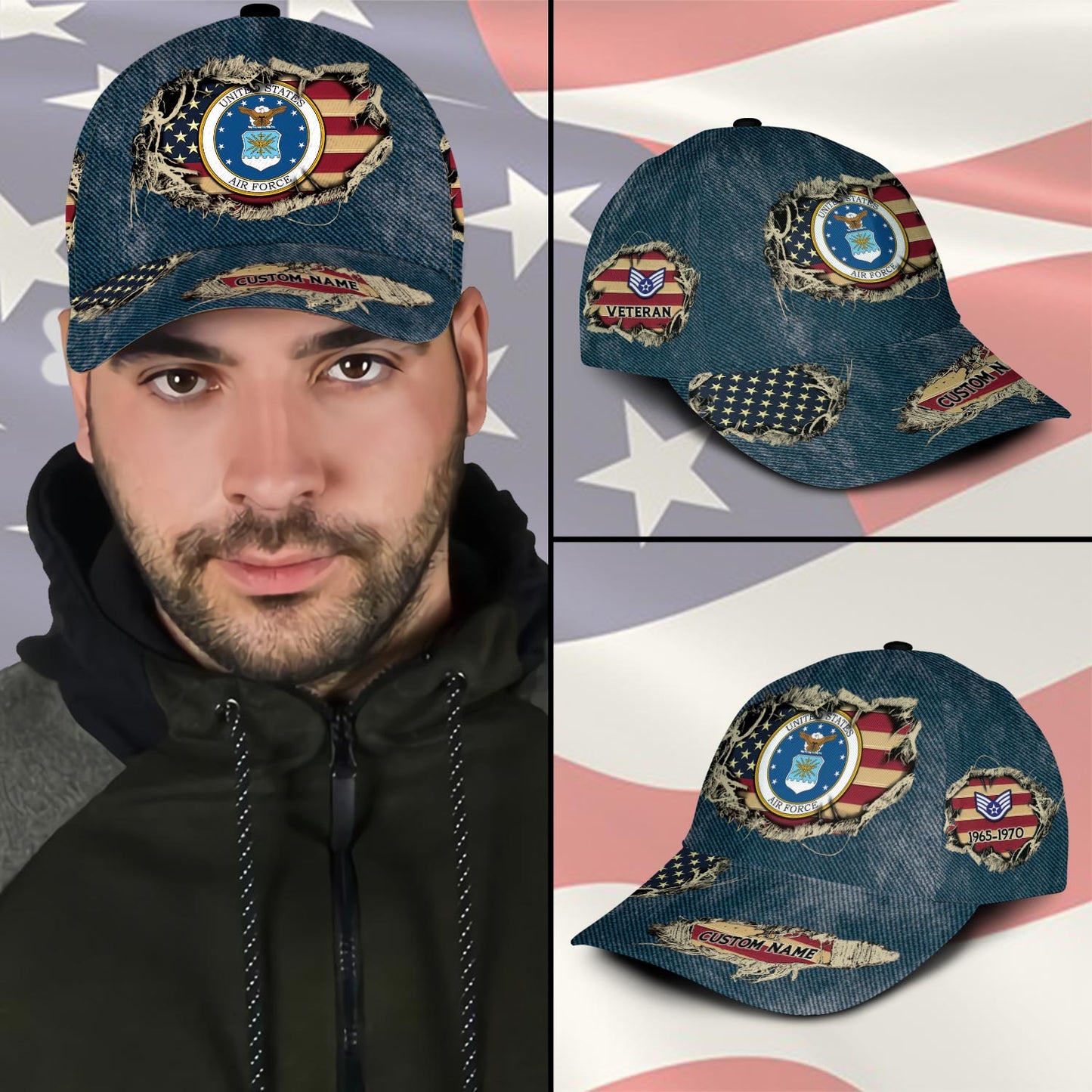 US Air Force – Classic Cap – Distressed Denim Print