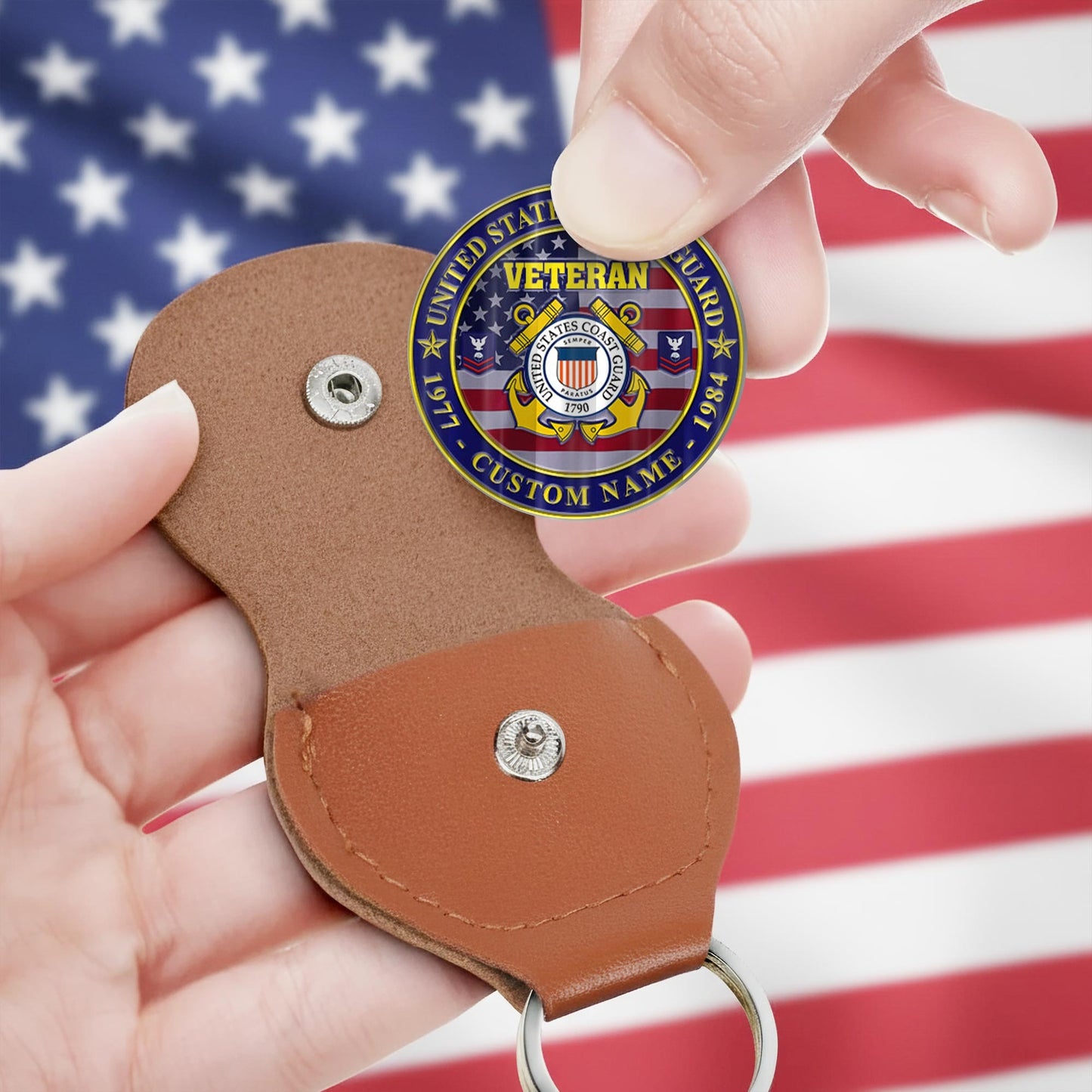 US Coast Guard – Military Printed Challenge Coin – Patriot Flag Veteran Coin