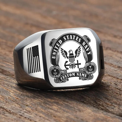 US Navy – Engraved Men's Ring – Military Honor Cross Ring