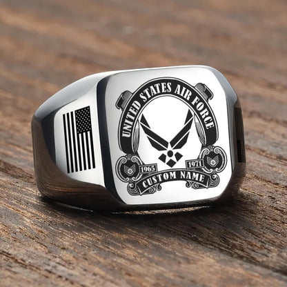 US Air Force – Engraved Men's Ring – Military Honor Cross Ring