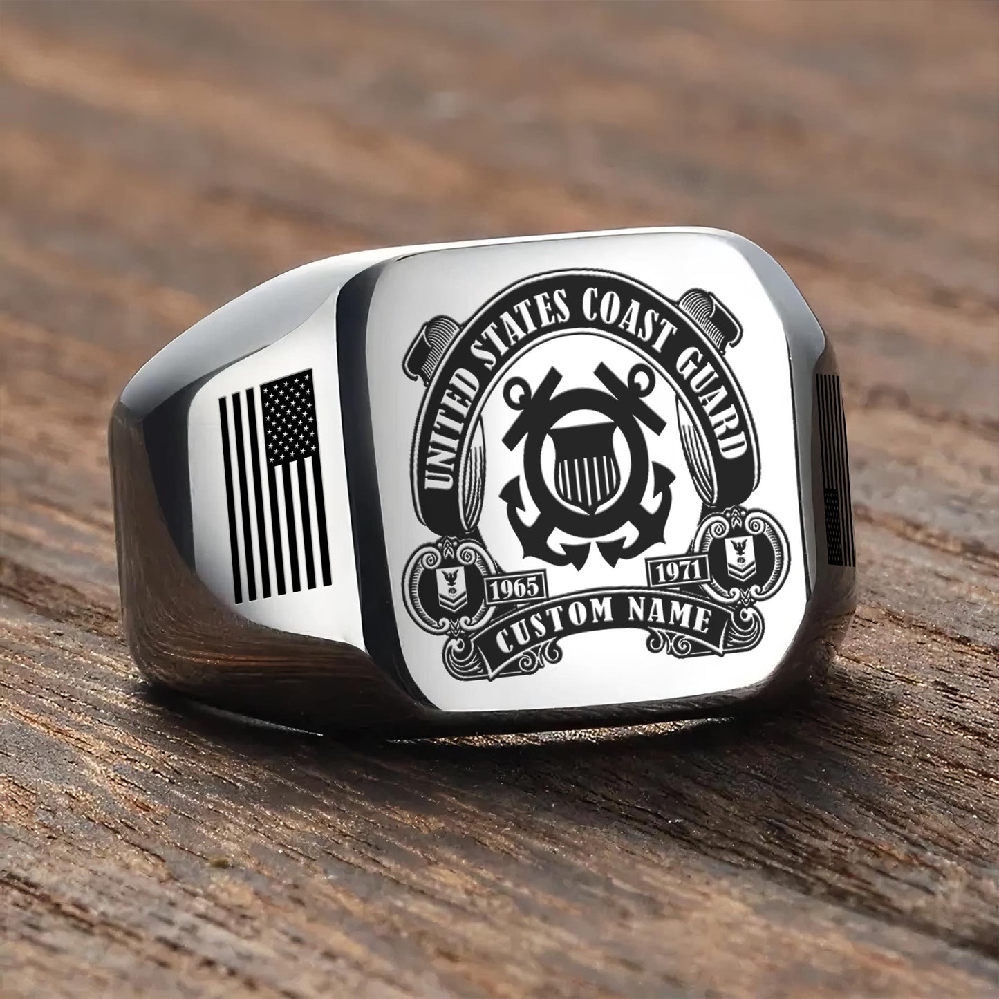 US Coast Guard – Engraved Men's Ring – Military Honor Cross Ring