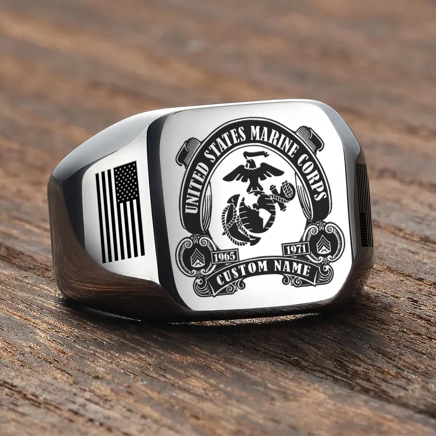 US Marine Corps – Engraved Men's Ring –  Military Honor Cross Ring
