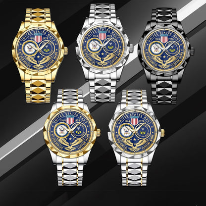 US Navy – Diamond-Cut Bezel Watch – Forever Service Crest