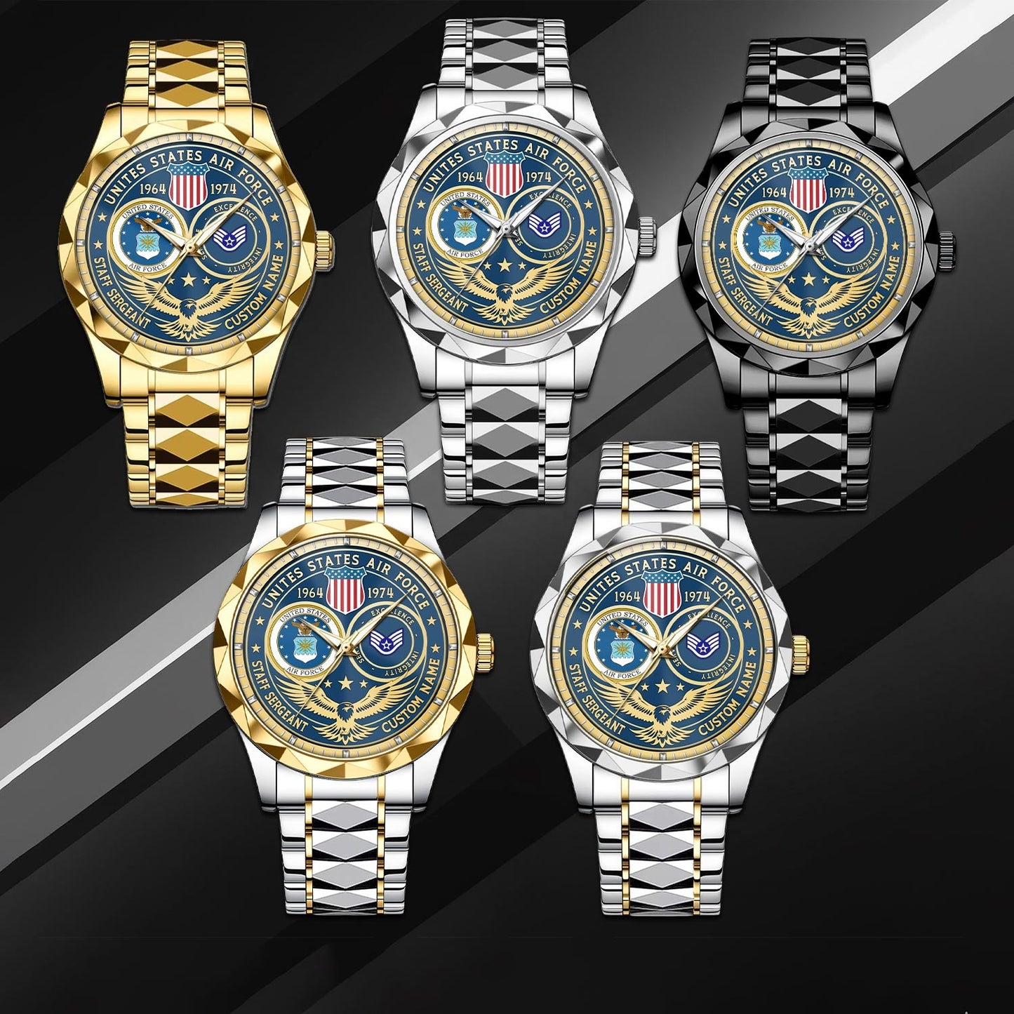 US Air Force – Diamond-Cut Bezel Watch – Forever Service Crest