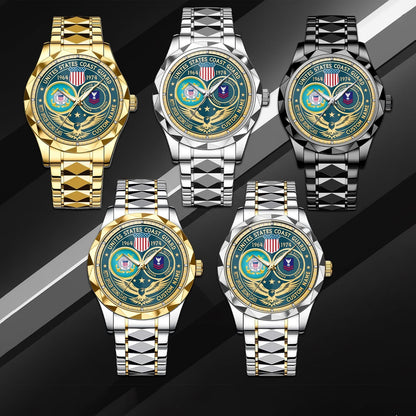 US Coast Guard – Diamond-Cut Bezel Watch – Forever Service Crest