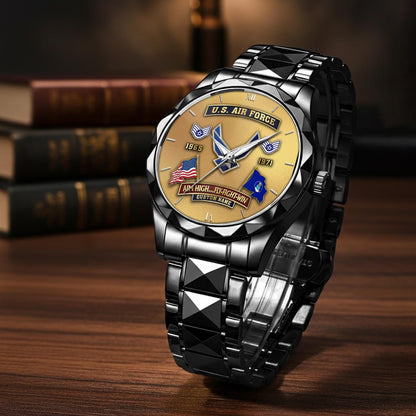 US Air Force – Diamond-Cut Bezel Watch – Golden Heritage Crest