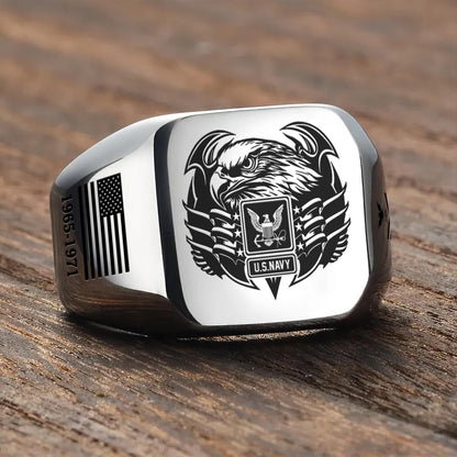 US Navy – Engraved Men's Ring – Valor Wing Emblem