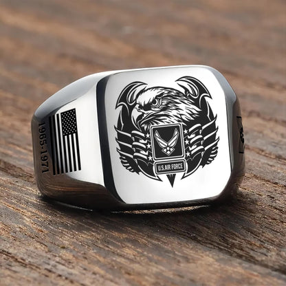 US Air Force – Engraved Men's Ring – Valor Wing Emblem