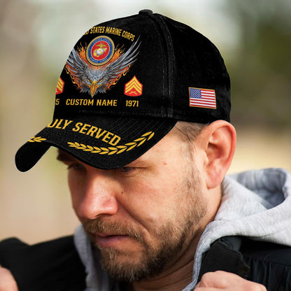 US Marine Corps – Classic Cap – Proudly Served - Flaming Eagle