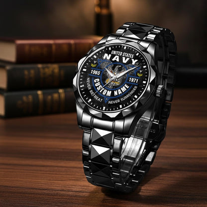 US Navy – Diamond-Cut Bezel Watch – Commemorative Valor Dial