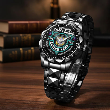US Coast Guard – Diamond-Cut Bezel Watch – Commemorative Valor Dial