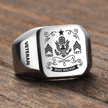 US Army – Engraved Men's Ring – Heritage Scroll Crest
