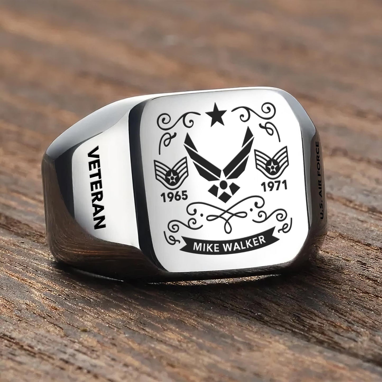 US Air Force – Engraved Men's Ring – Heritage Scroll Crest