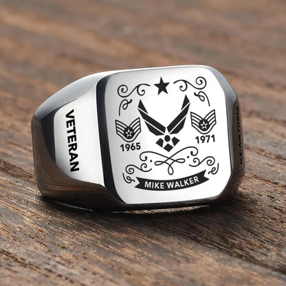 US Air Force – Engraved Men's Ring – Heritage Scroll Crest