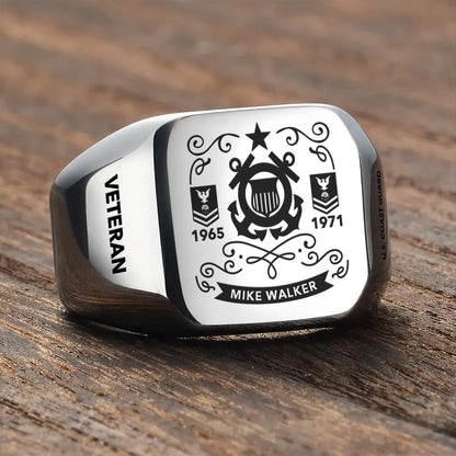 US Coast Guard – Engraved Men's Ring –  Heritage Scroll Crest