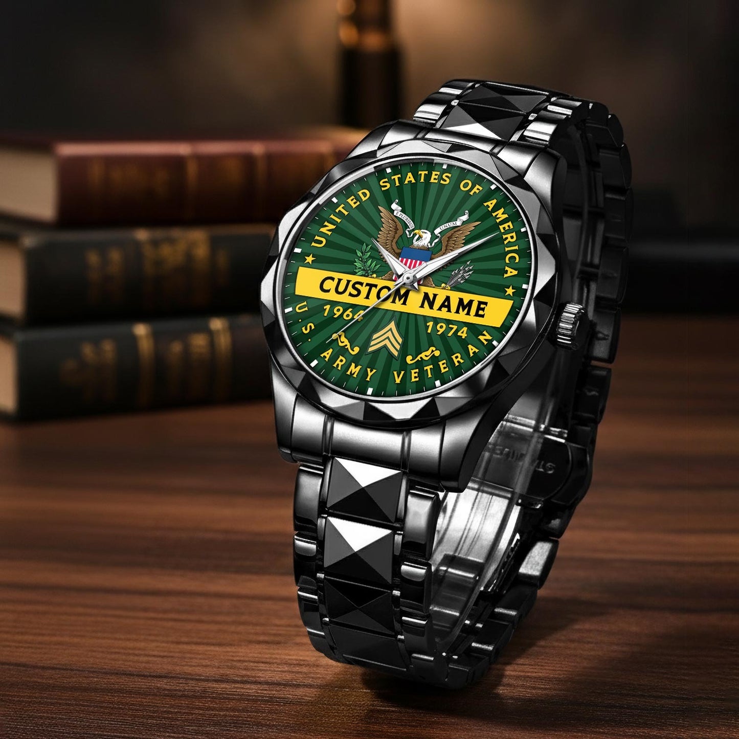 US Army – Diamond-Cut Bezel Watch – Liberty Star Crest