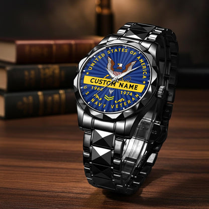 US Navy – Diamond-Cut Bezel Watch – Liberty Star Crest