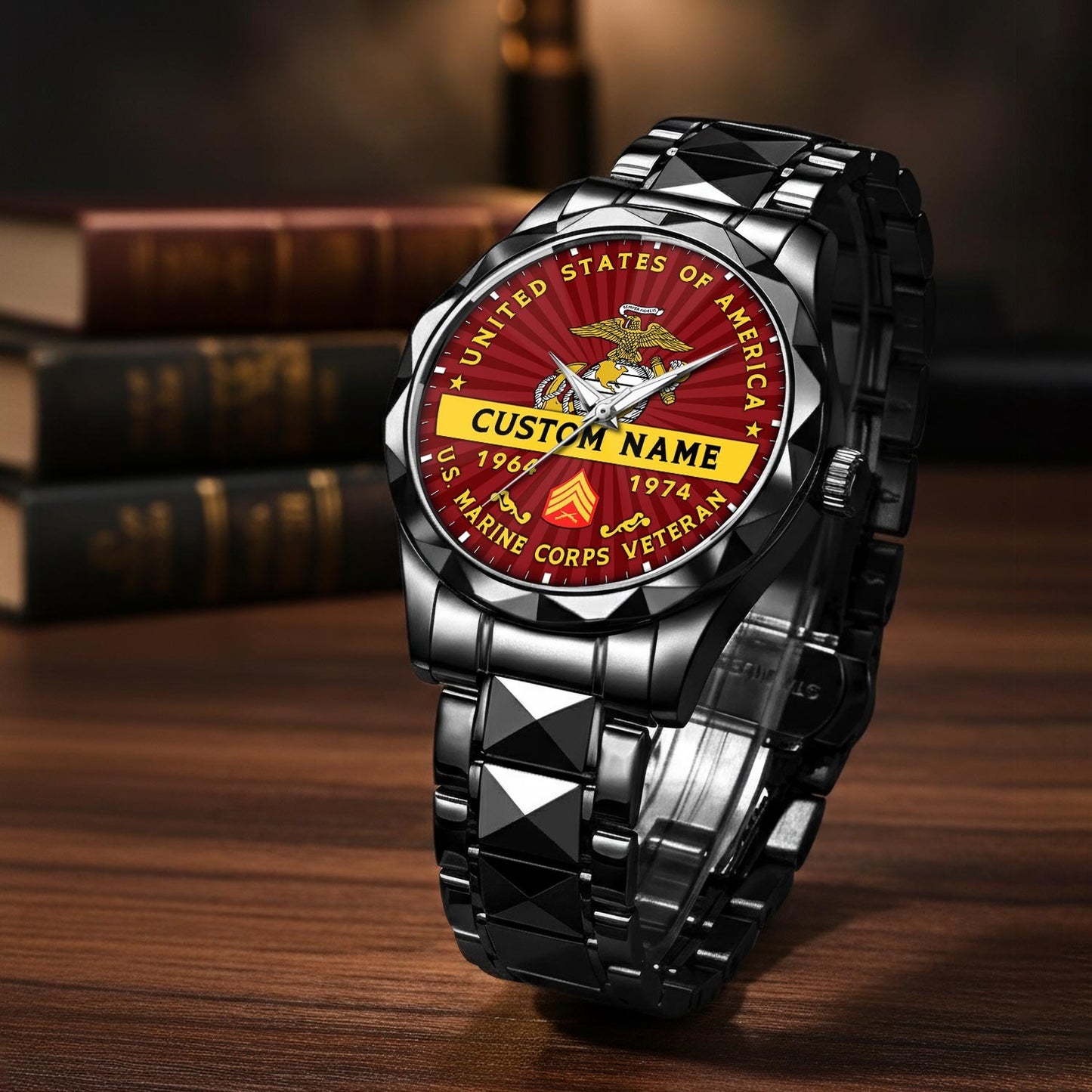 US Marine Corps – Diamond-Cut Bezel Watch – Liberty Star Crest