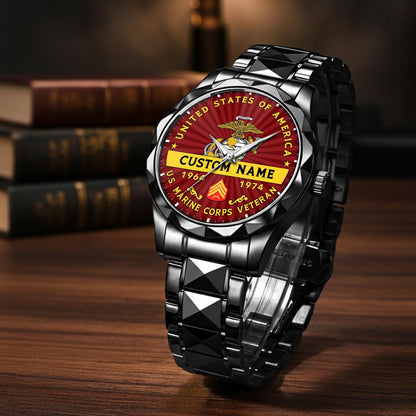 US Marine Corps – Diamond-Cut Bezel Watch – Liberty Star Crest