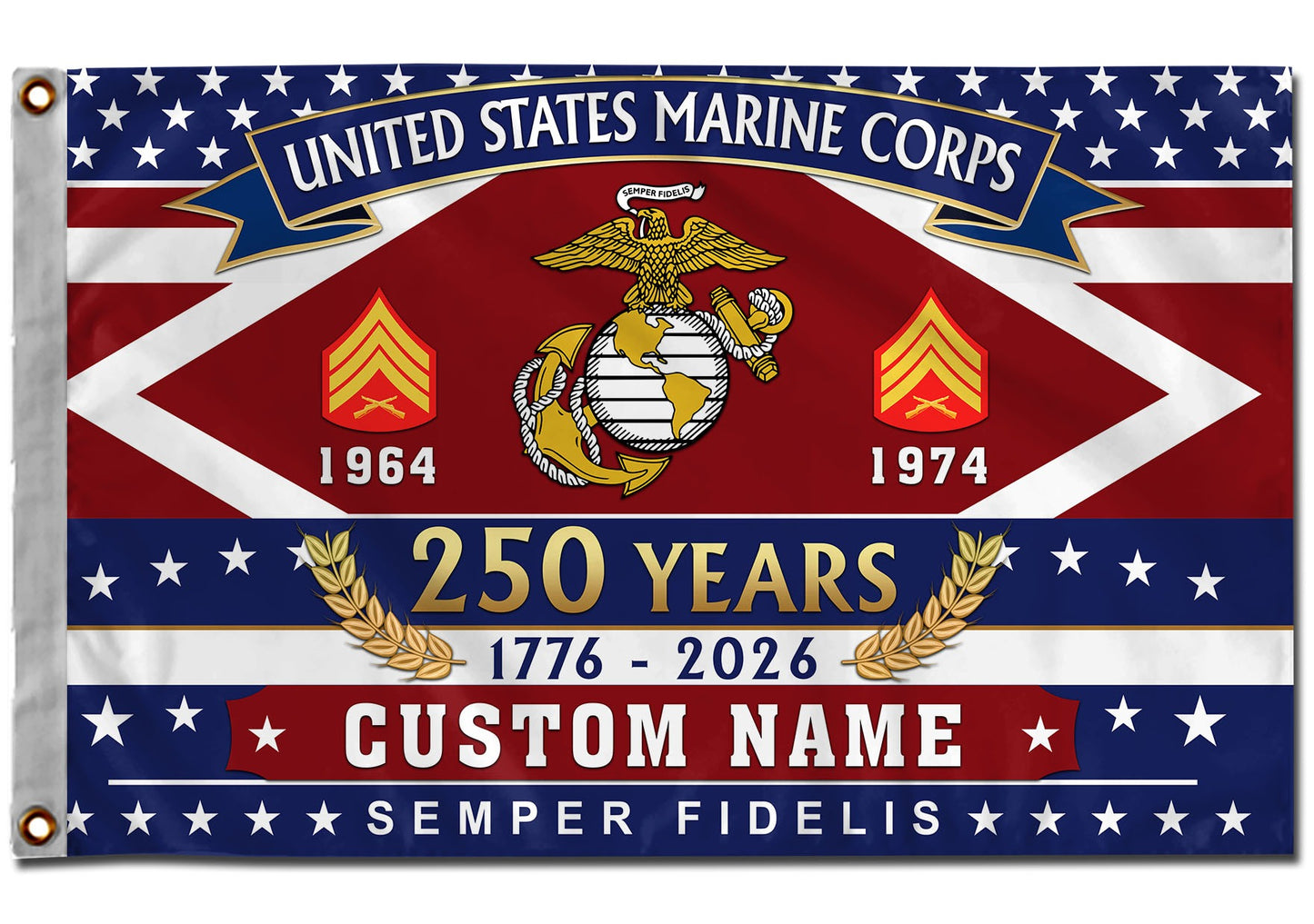 U.S. Marine Corps Flying Flag – 250 Years Of Freedom
