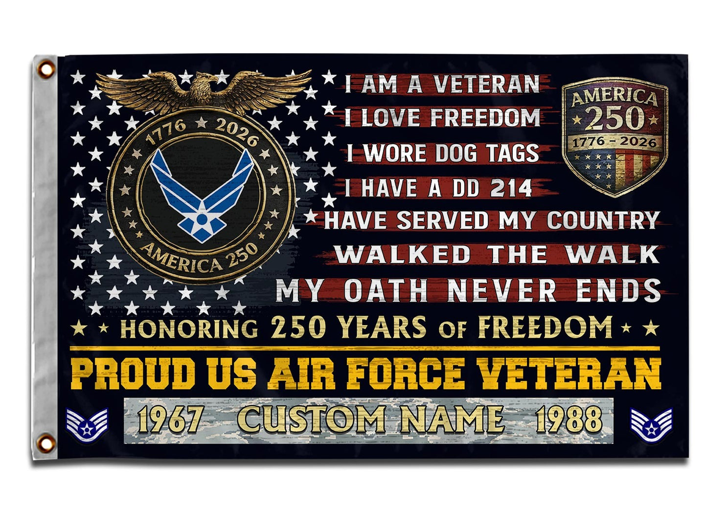 U.S. Air Force Flying Flag –  250 Years Of Freedom- VER 3