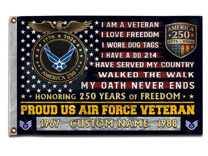 U.S. Air Force Flying Flag –  250 Years Of Freedom- VER 3