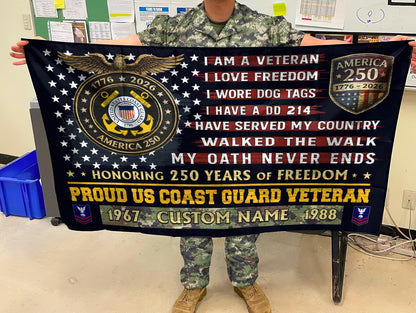U.S. Coast Guard Flying Flag – 250 Years Of Freedom- VER 3