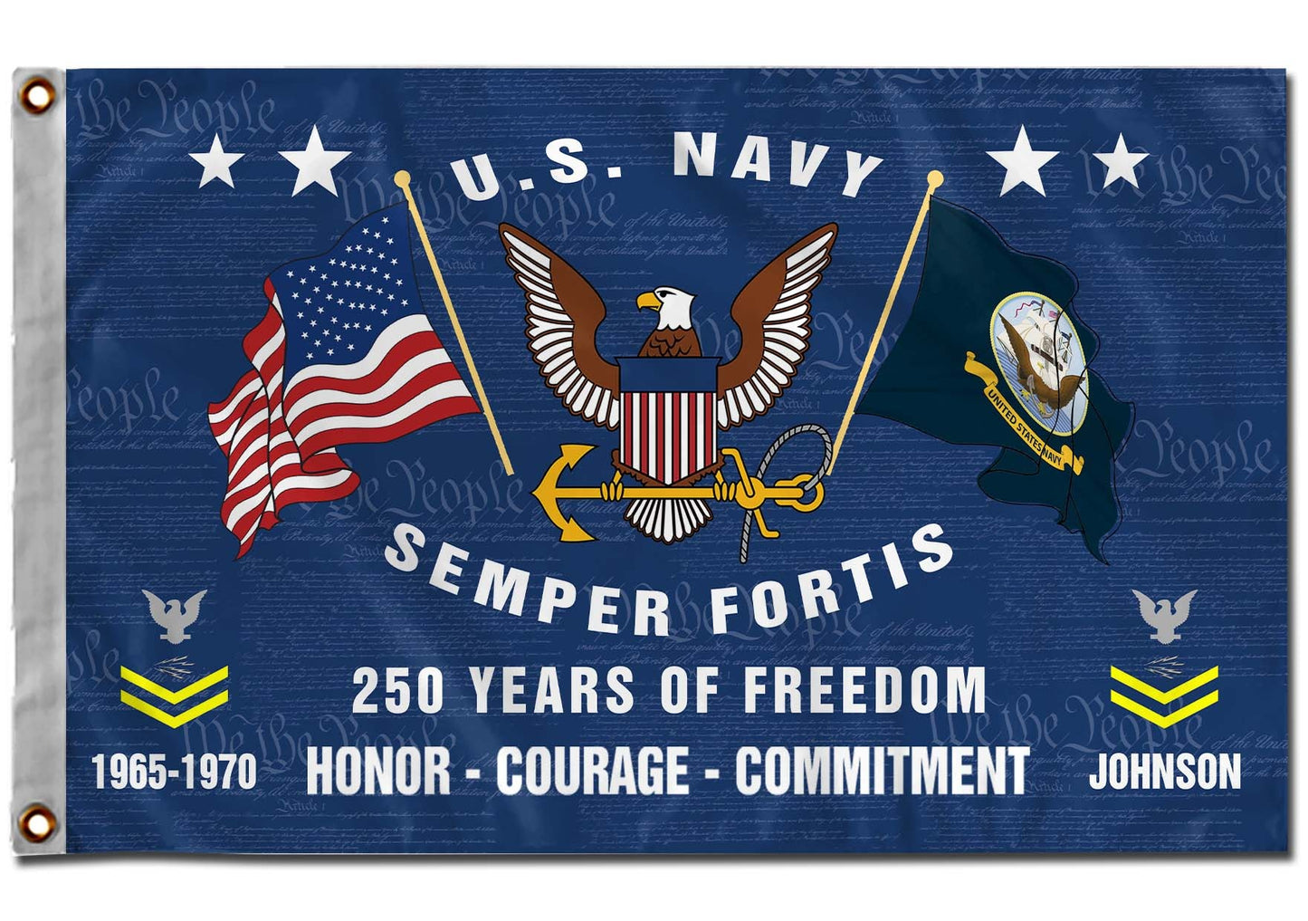 U.S. Navy Flying Flag –  250 Years Of Freedom- VER 2