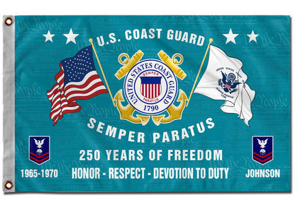 U.S. Coast Guard Flying Flag – 250 Years Of Freedom- VER 2