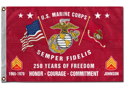U.S. Marine Corps Flying Flag – 250 Years Of Freedom- VER 2