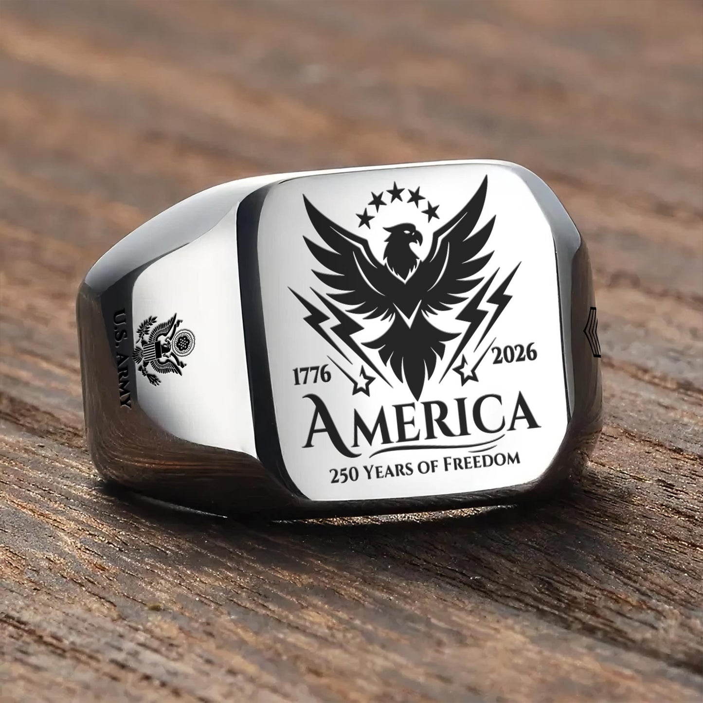 US Army – Engraved Men's Ring – 250 YEARS OF FREEDOM