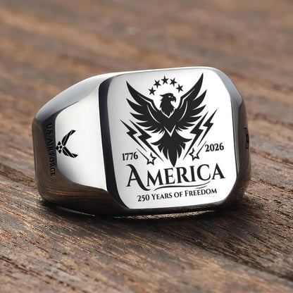 US Air Force – Engraved Men's Ring – 250 YEARS OF FREEDOM