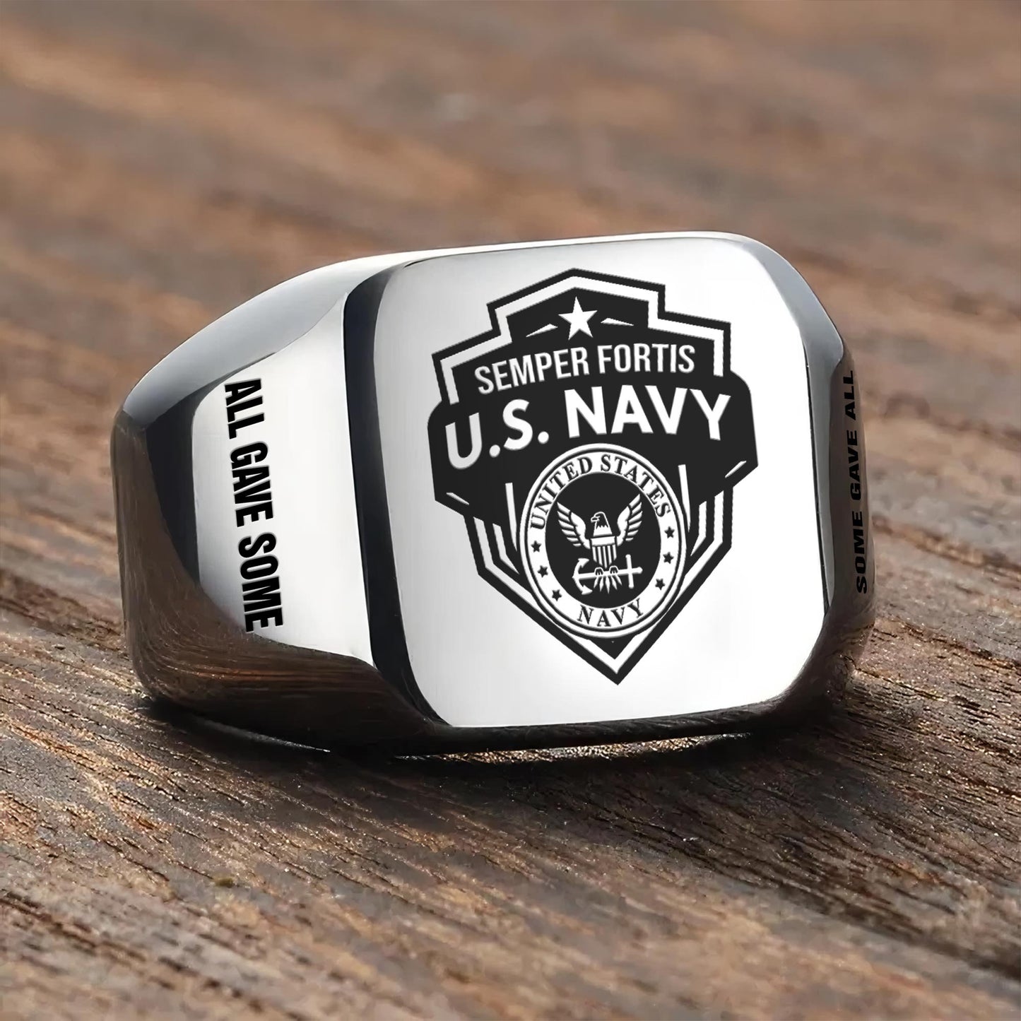 US Navy – Engraved Men's Ring – Honor Guard Shield