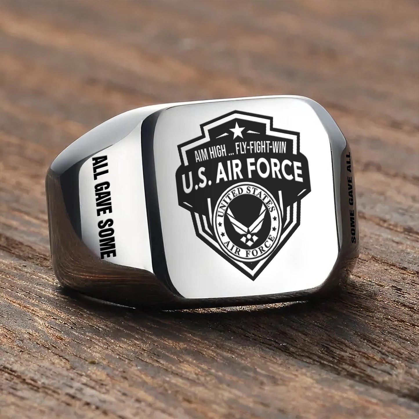 US Air Force – Engraved Men's Ring – Honor Guard Shield