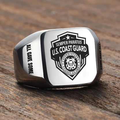 US Coast Guard – Engraved Men's Ring –  Honor Guard Shield