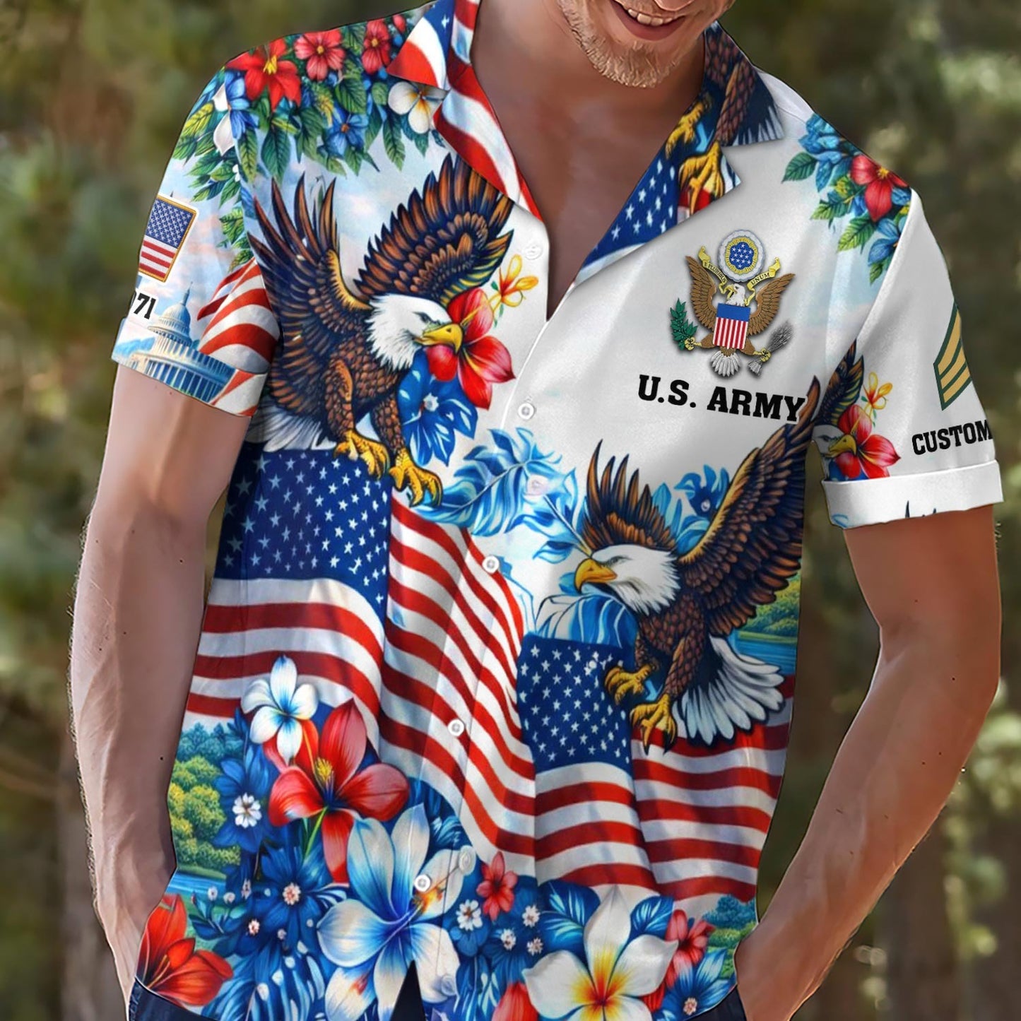 US Army – Hawaiian Shirt – Freedom Eagle Tropical Shirt