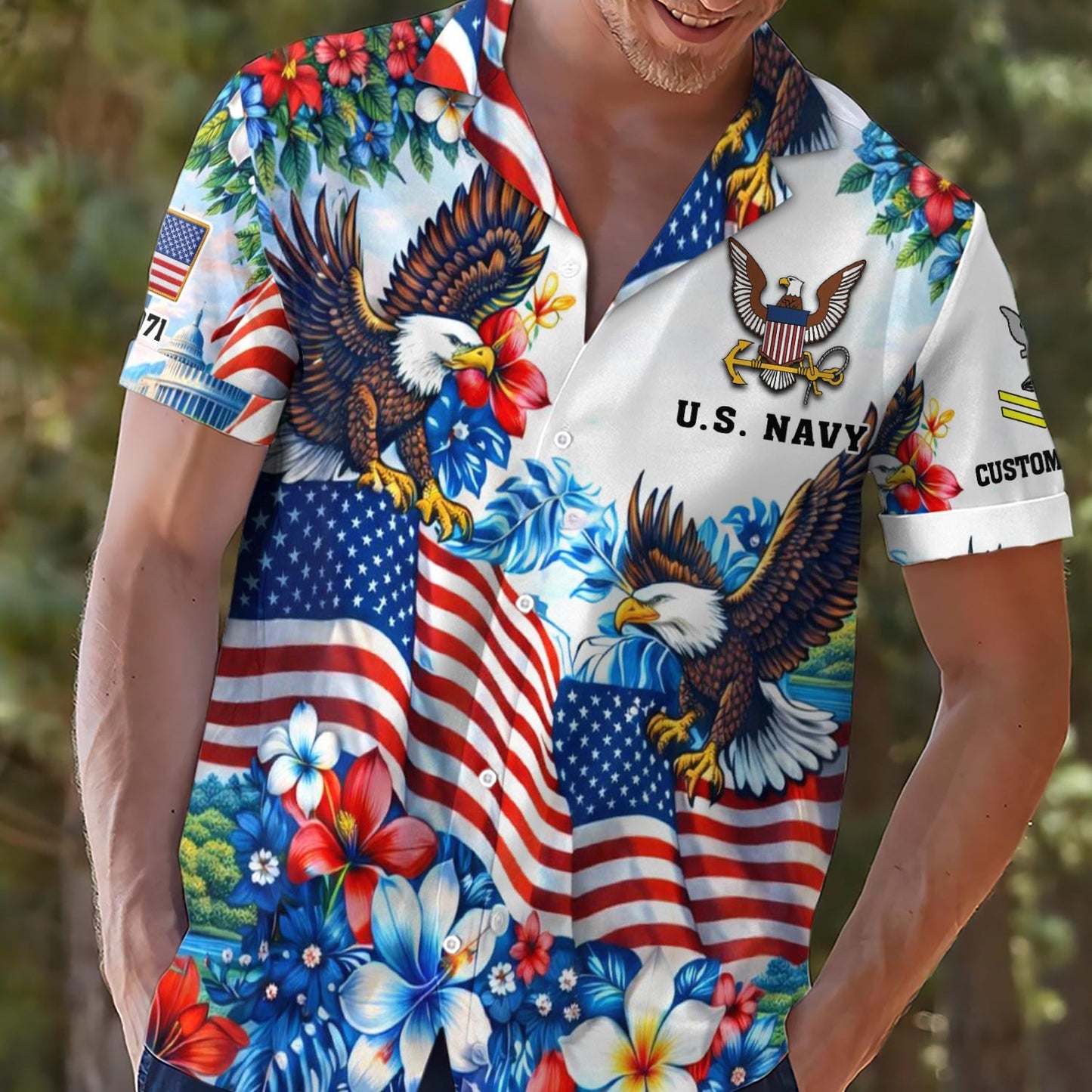 US Navy – Hawaiian Shirt – Freedom Eagle Tropical Shirt