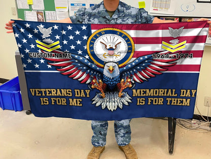 U.S. Navy Flying Flag –  VETERANS DAY IS FOR ME - MEMORIAL DAY IS FOR THEM