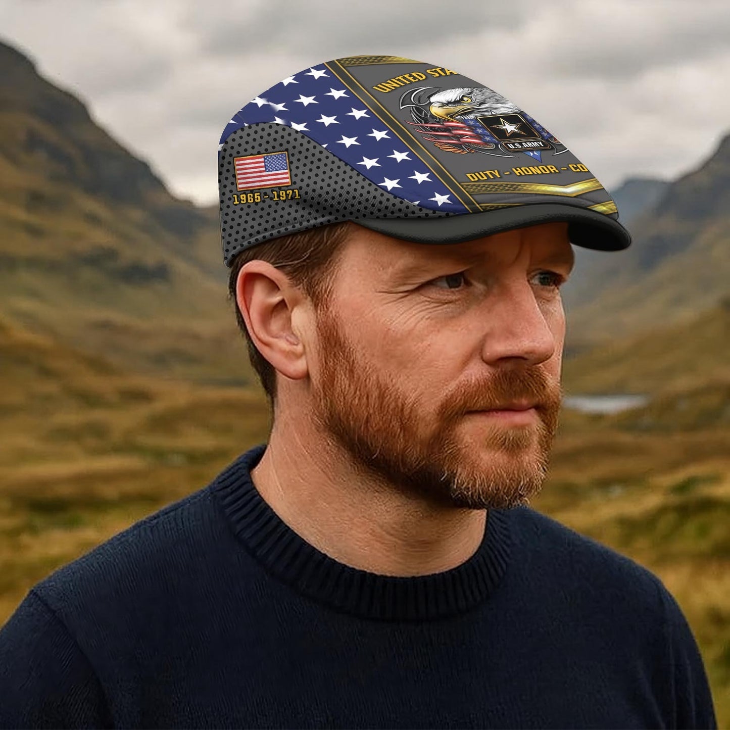 Custom U.S. Army Jeff Cap –  USMC Honor Courage Commitment Veteran Cap