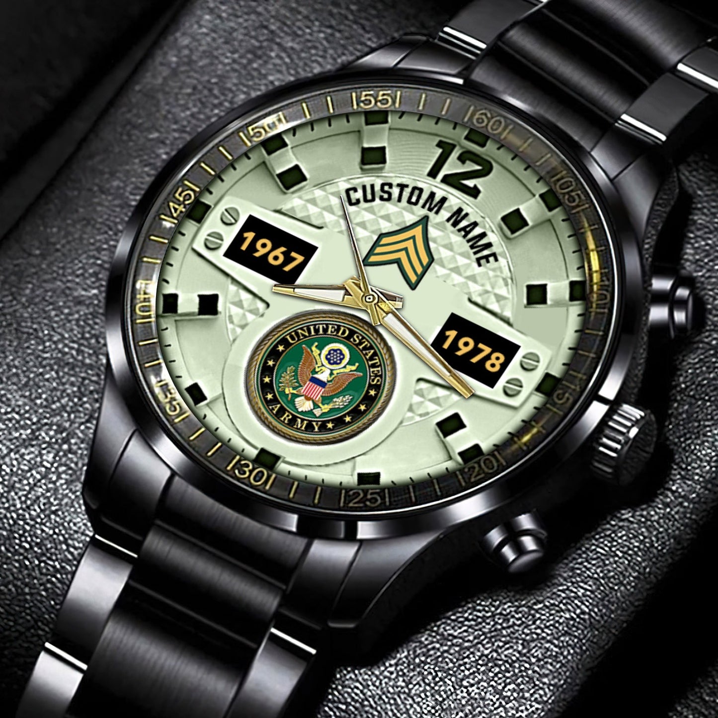 US Army – Diamond-Cut Bezel Watch – Eagle Honor Timepiece