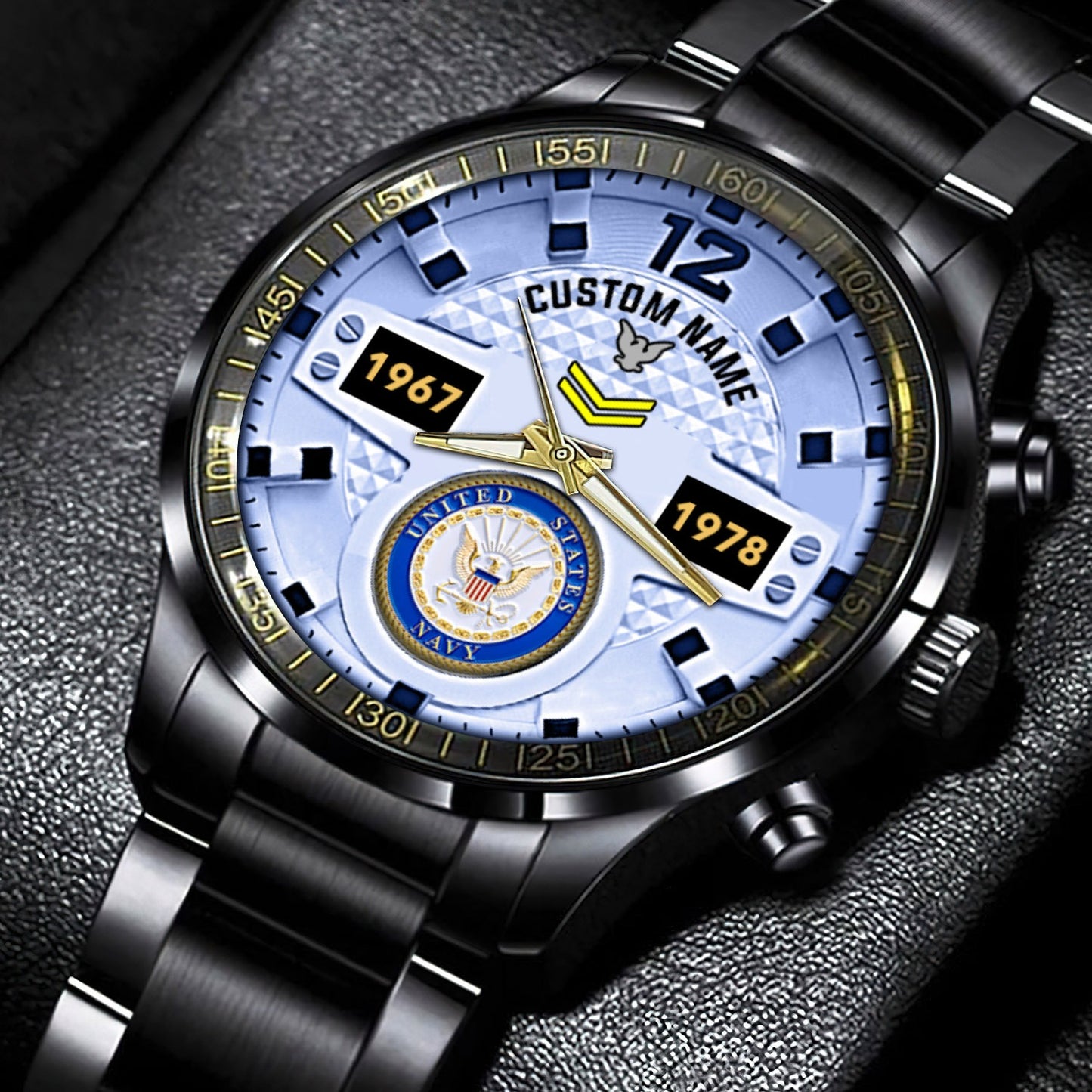 US Navy – Diamond-Cut Bezel Watch – Eagle Honor Timepiece