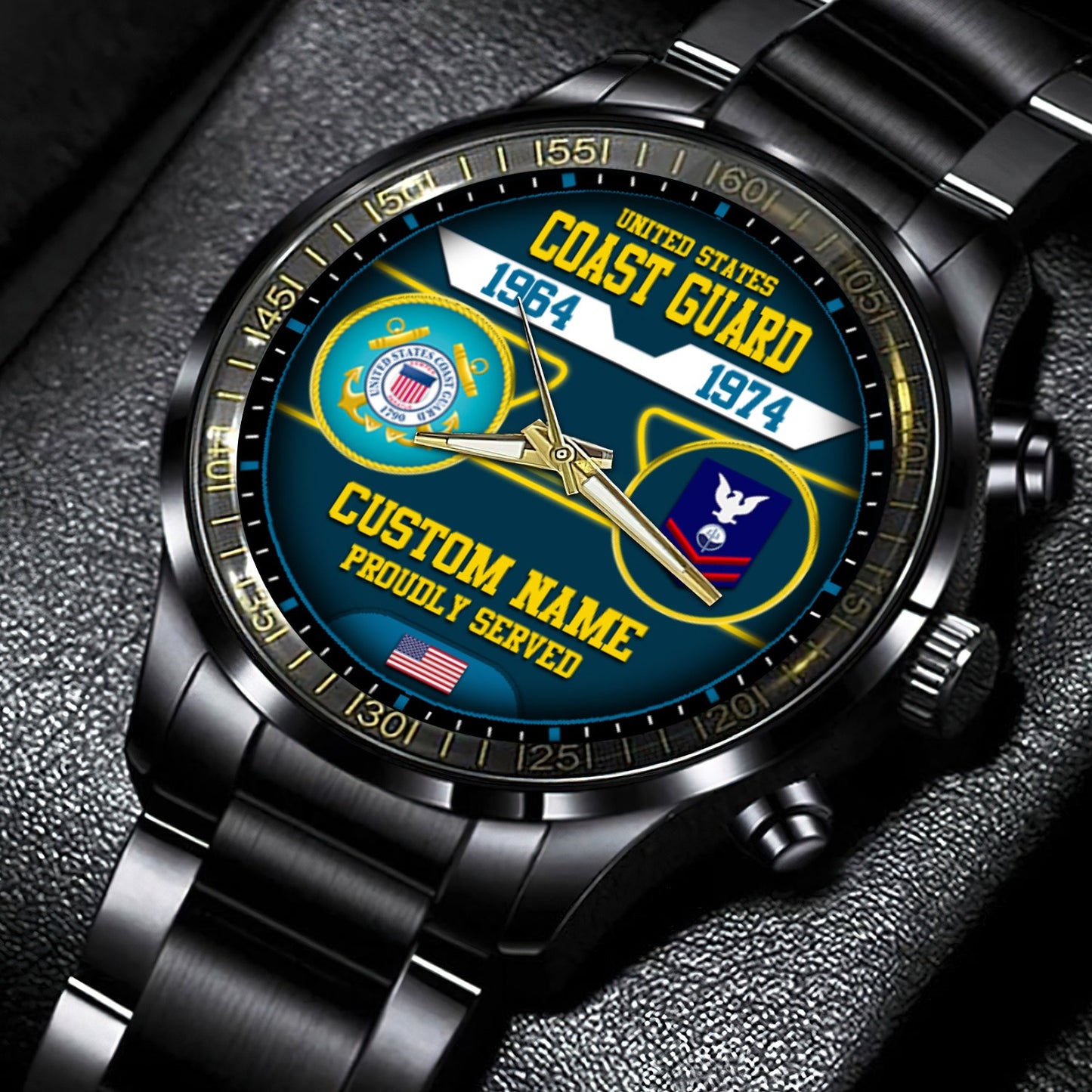 US Coast Guard – Diamond-Cut Bezel Watch – The Service Chronicle