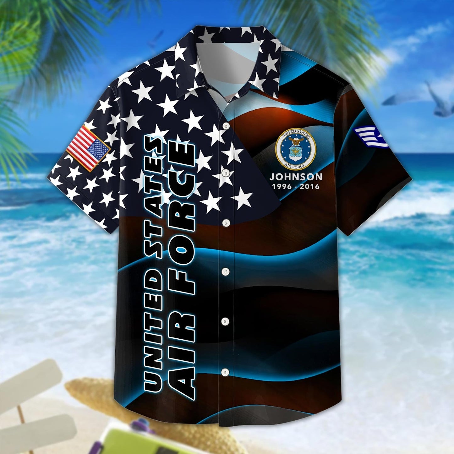 US Air Force – Hawaiian Shirt – Starfield Wave Shirt