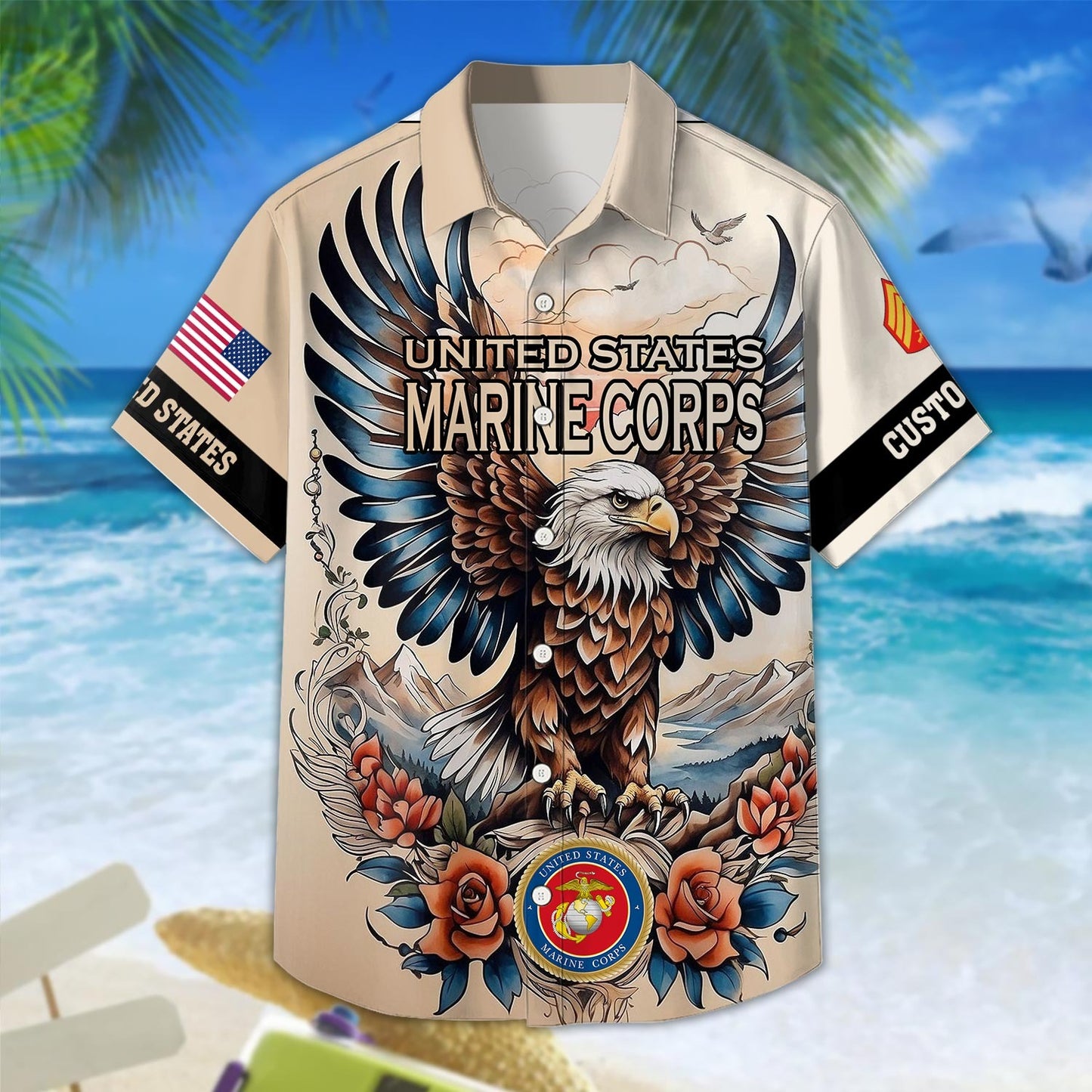US Marine Corps – Hawaiian Shirt – American Bald Eagle