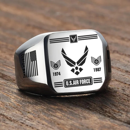 US Air Force – Engraved Men's Ring – Service Insignia Crest