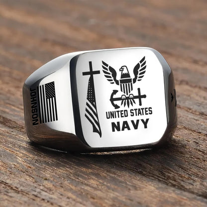 US Navy – Engraved Men's Ring – Sacred Honor Signet