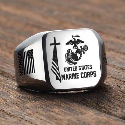 US Marine Corps – Engraved Men's Ring –  Sacred Honor Signet