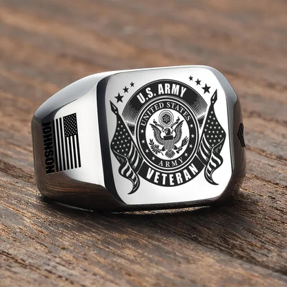 US Army – Engraved Men's Ring – Veteran Honor Signet