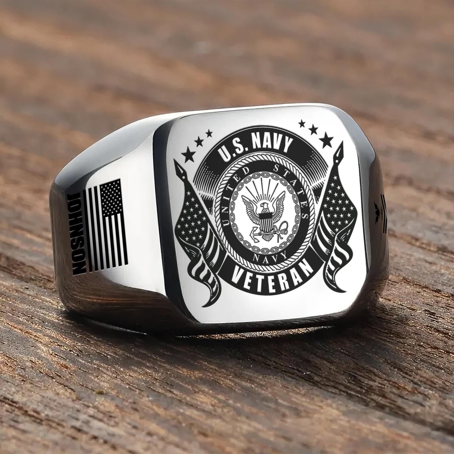 US Navy – Engraved Men's Ring – Veteran Honor Signet